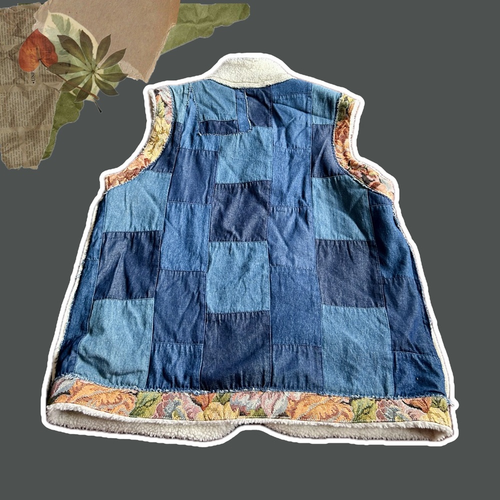 Vintage Upcycled Reversible Patchwork Denim, Flor… - image 3